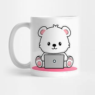 Cartoon Polar Bear on Computer Mug